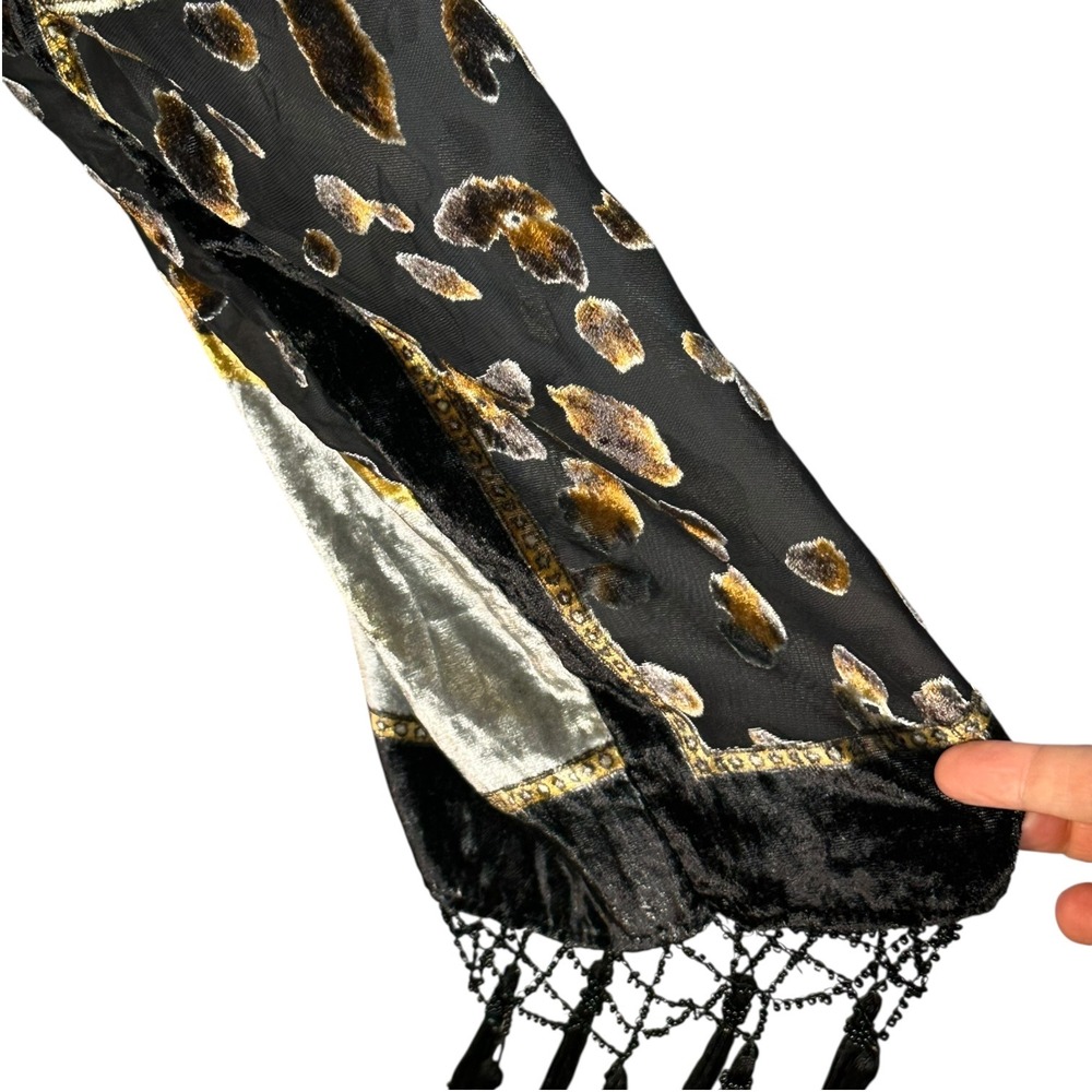 Jayley‎ Silk Blend Velvet Fringe Kimono Boho Festival Celestial Whimsigoth S-L - Picture 5 of 15